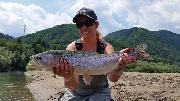 Kristin and Co, Rainbow trout June big,Slovenia fly fishing